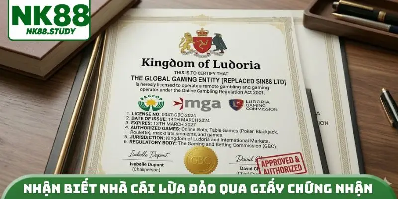 Nhận biết nhà cái lừa đảo qua giấy chứng nhận